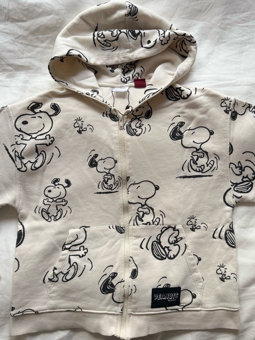 Zara Cream Hoodie with Black Snoopy Print